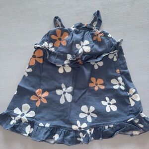 Floral Blue and Orange Kids Dress